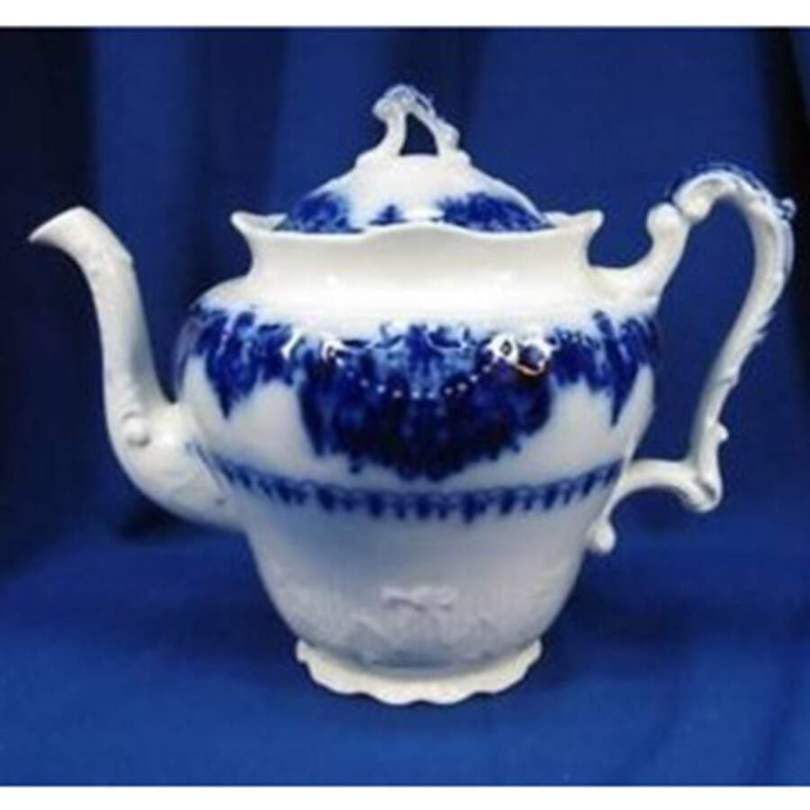 Albany Flow Blue (Gold Trim  and Accent) Teapot & Lid by Johnson Brothers-1
