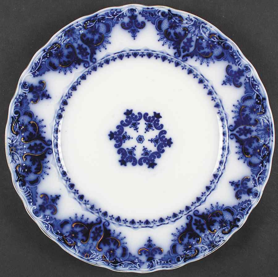 Albany Flow Blue (Gold Trim  and Accent) Dinner Plate by Johnson Brothers-1