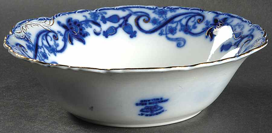 Andorra Flow Blue (Gold Accents) 8" Round Vegetable Bowl by Johnson Brothers-1