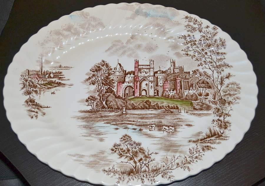 Ancient Towers Brown Multicolor 14" Oval Serving Platter by Johnson Brothers-1