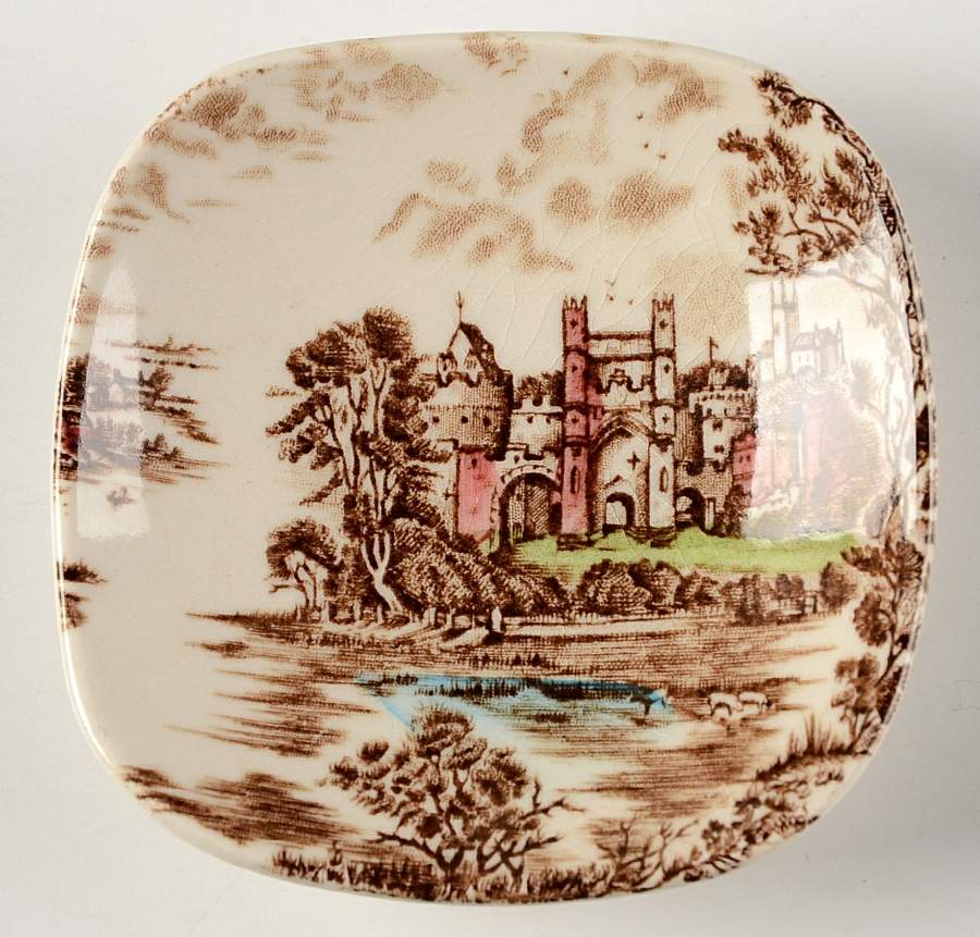 Ancient Towers Brown Multicolor Butter Pat by Johnson Brothers-1