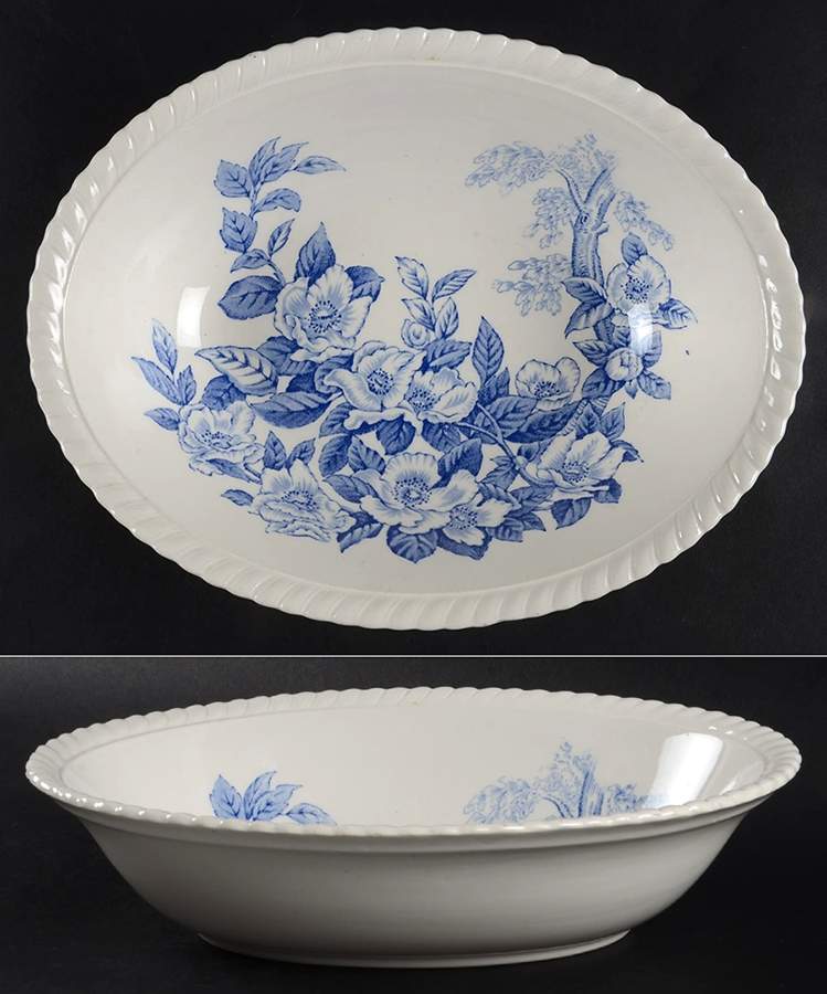 Appleblossom Blue 8" Oval Vegetable Bowl by Johnson Brothers-1