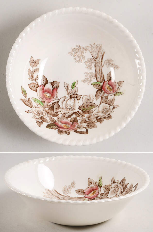Appleblossom Brown Multicolor Coupe Cereal Bowl by Johnson Brothers-1