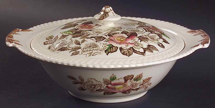 Appleblossom Brown Multicolor Round Covered Vegetable by Johnson Brothers-1