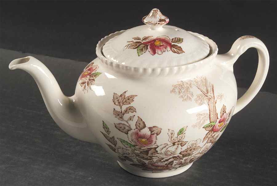 Appleblossom Brown Multicolor Teapot & Lid by Johnson Brothers-1