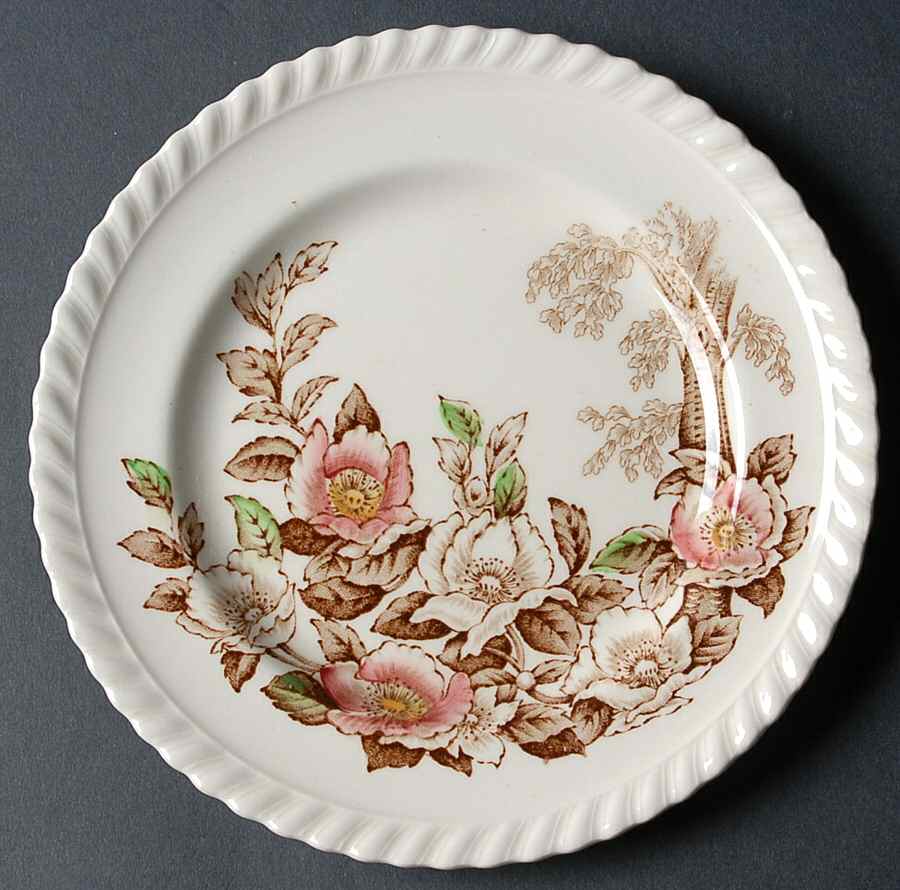 Appleblossom Brown Multicolor Bread & Butter Plate by Johnson Brothers-1
