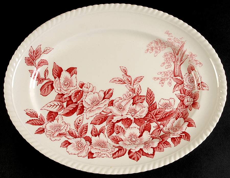 Appleblossom Pink 12" Oval Serving Platter by Johnson Brothers-1