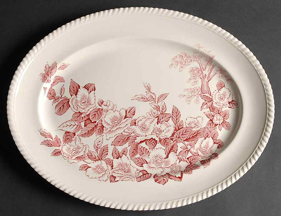 Appleblossom Pink 16" Oval Serving Platter by Johnson Brothers-1