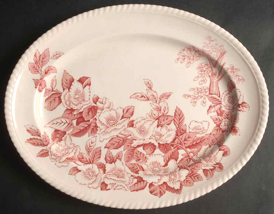 Appleblossom Pink 14" Oval Serving Platter by Johnson Brothers-1