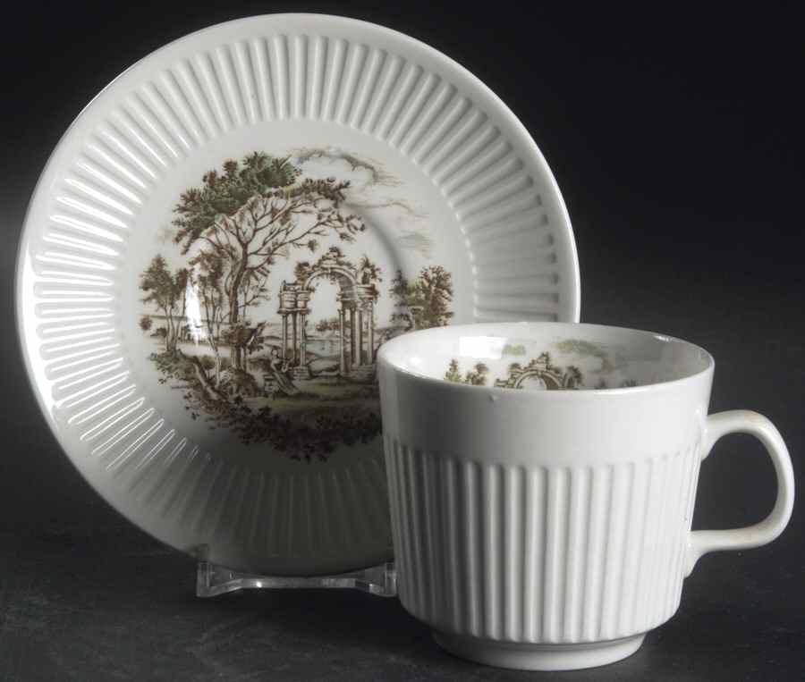 Arcadia (Landscape) Flat Cup & Saucer Set by Johnson Brothers-1