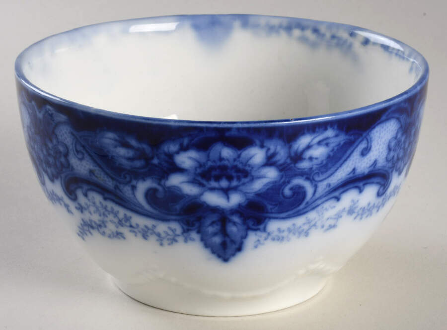 Argyle Blue (Flow Blue) Cranberry Bowl by Johnson Brothers-1