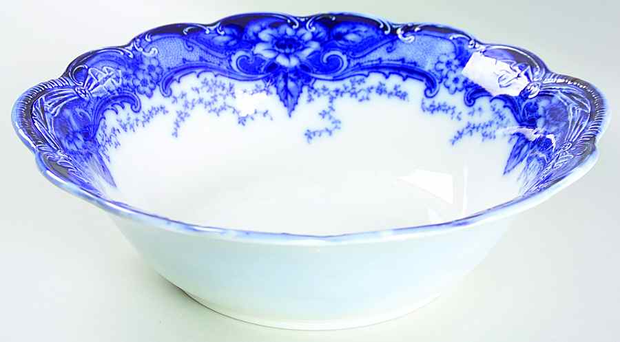 Argyle Blue (Flow Blue) 9" Round Vegetable Bowl by Johnson Brothers-1