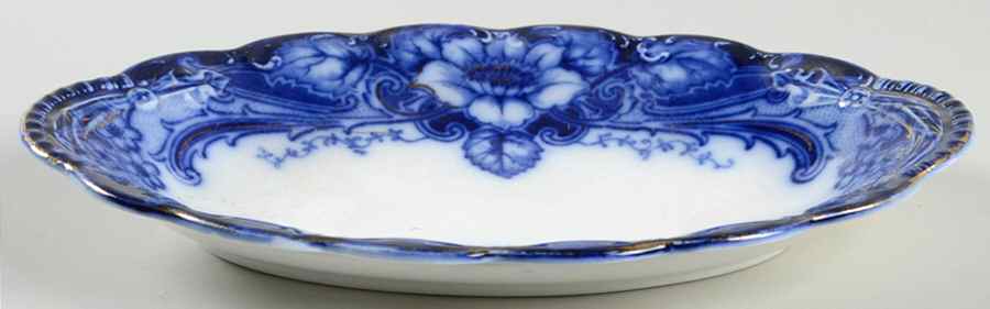Argyle Blue (Flow Blue) Relish/Gravy Underplate by Johnson Brothers-1