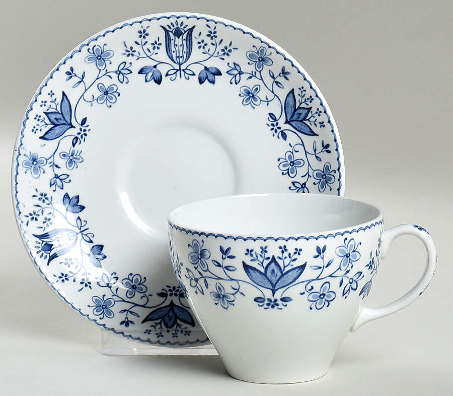 Ashford Blue Flat Cup & Saucer Set by Johnson Brothers-1