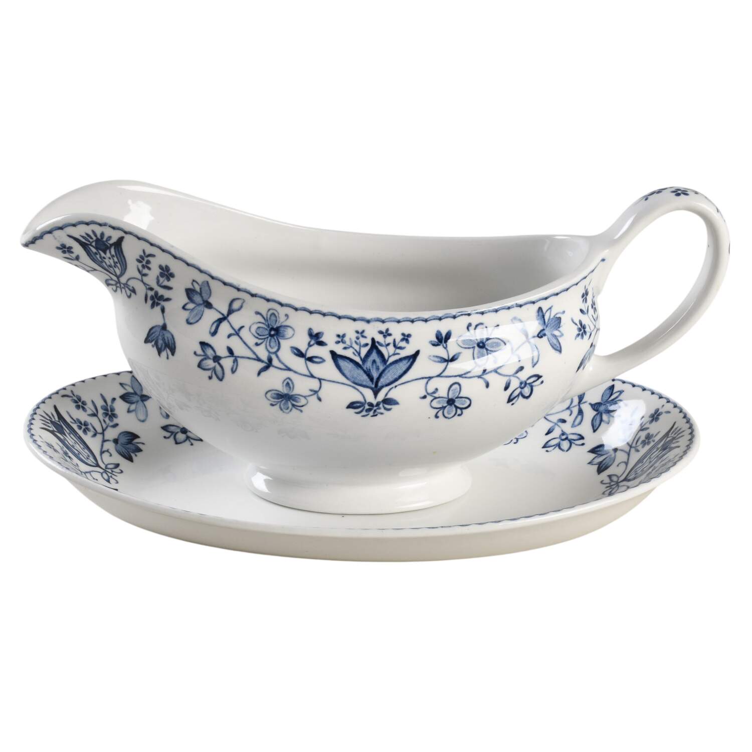 Ashford Blue Gravy Boat & Underplate by Johnson Brothers-1