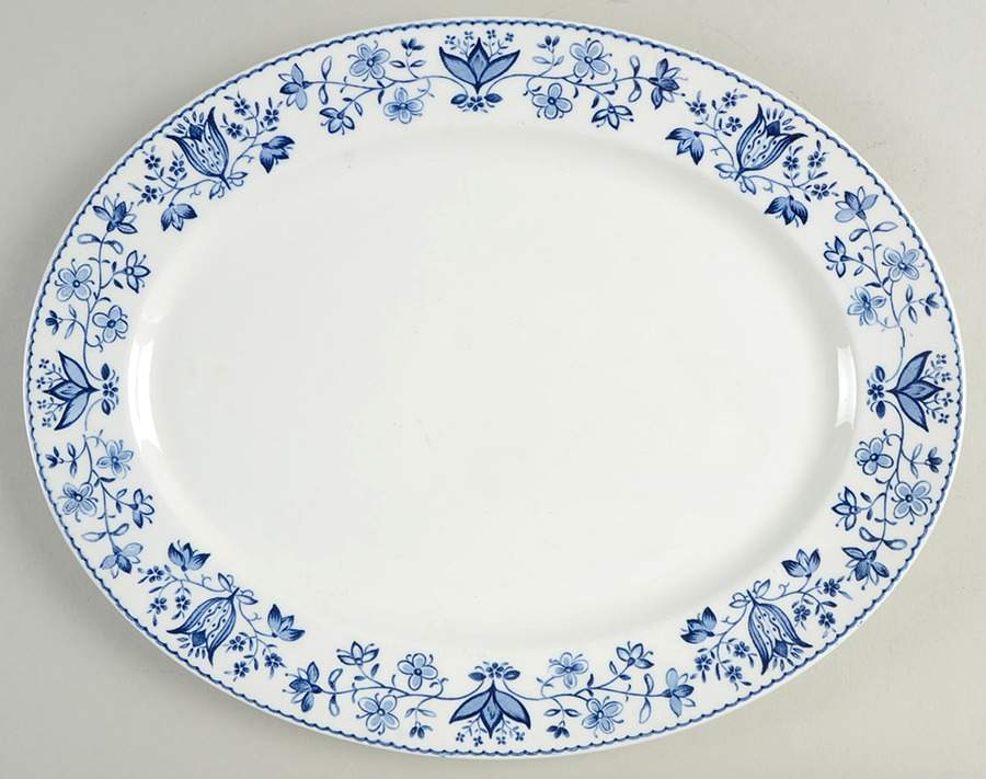 Ashford Blue 12" Oval Serving Platter by Johnson Brothers-1