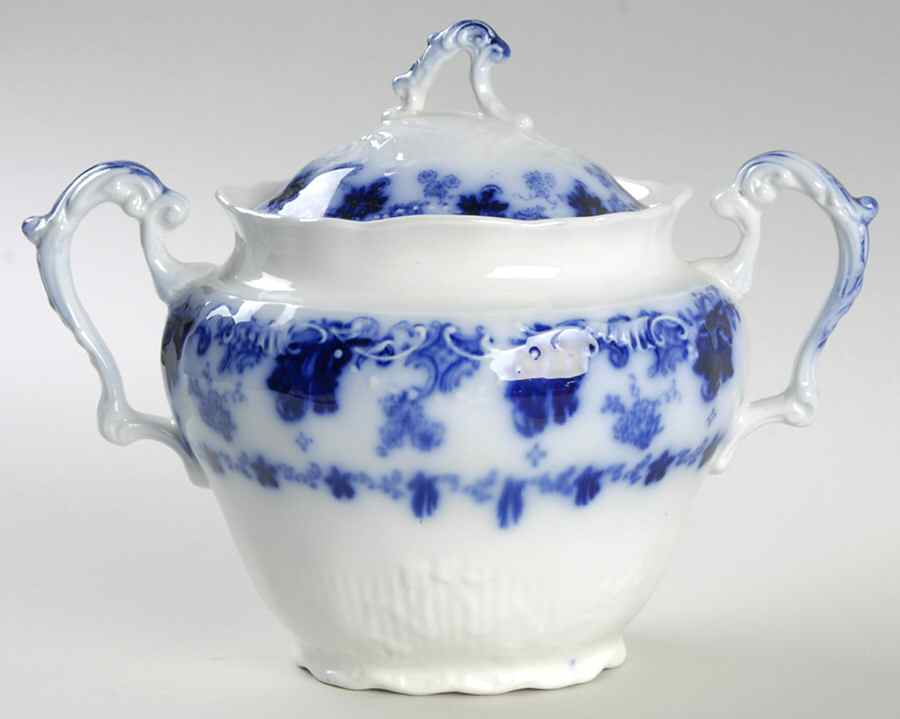 Astoria Flow Blue Sugar Bowl & Lid by Johnson Brothers-1