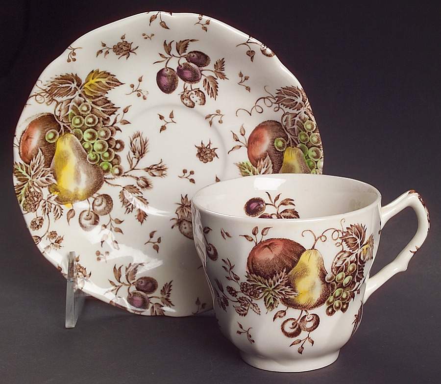 Autumn's Delight Flat Cup & Saucer Set by Johnson Brothers-1