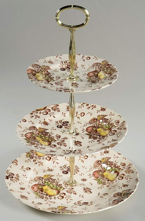 Autumn's Delight 13 7/8"-14 1/4" 3-Tiered Serving Tray(DP,SP,BB) HC by Johnson Brothers-1