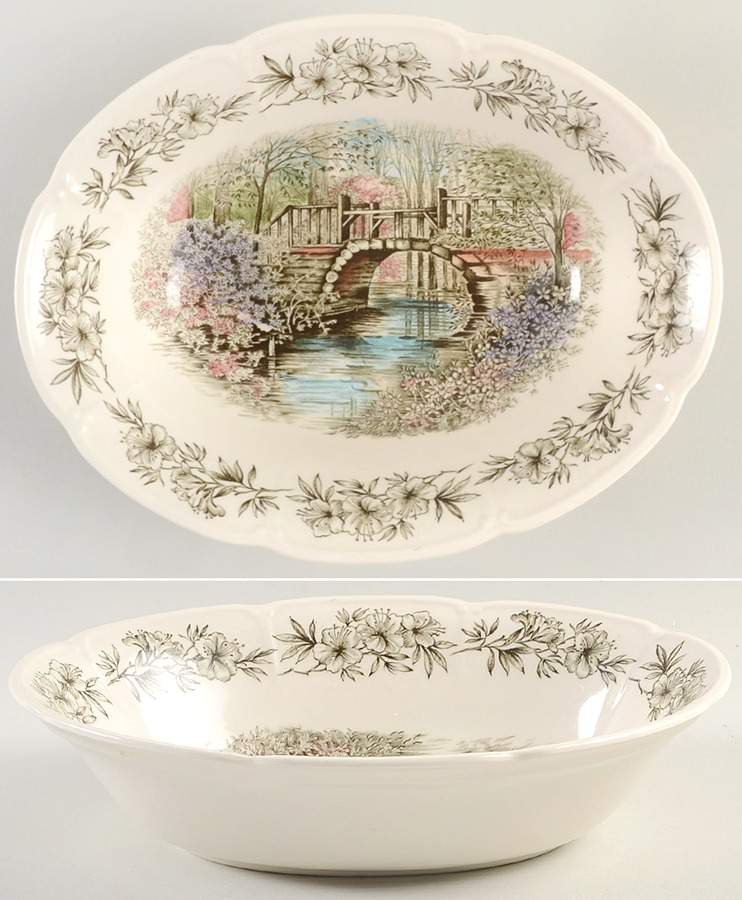 Azalea Gardens 9" Oval Vegetable Bowl by Johnson Brothers-1