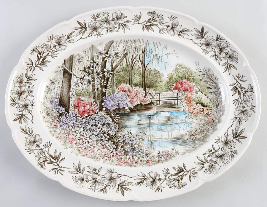 Azalea Gardens 16" Oval Serving Platter by Johnson Brothers-1