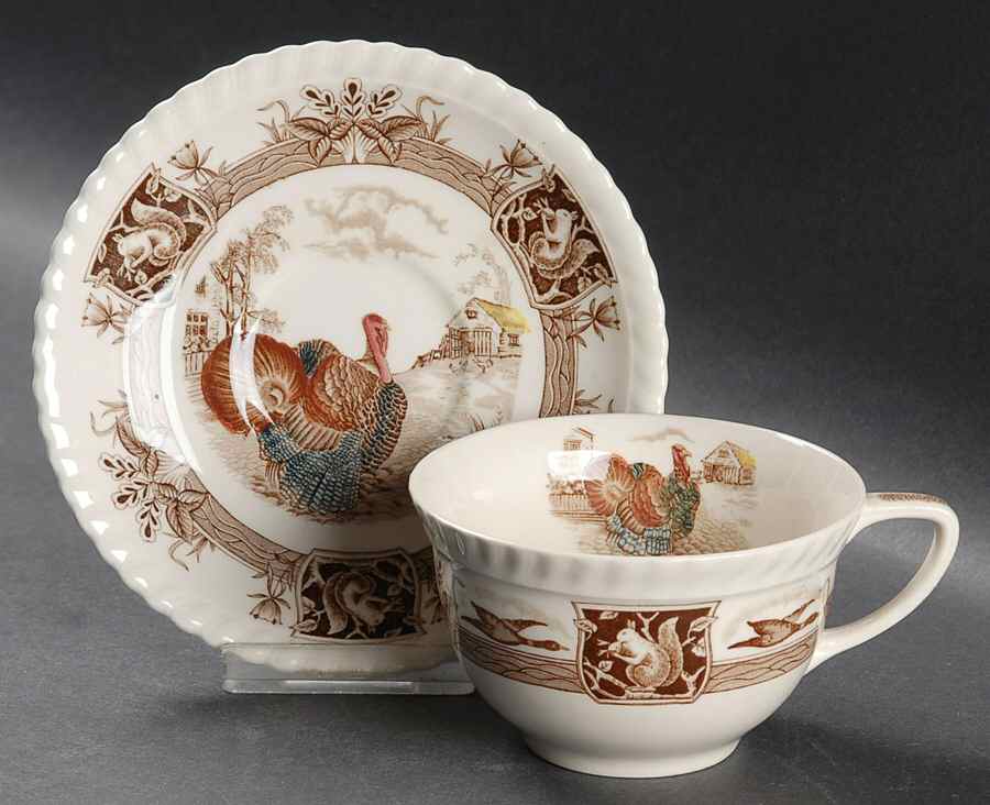 Barnyard King Flat Cup & Saucer Set by Johnson Brothers-1
