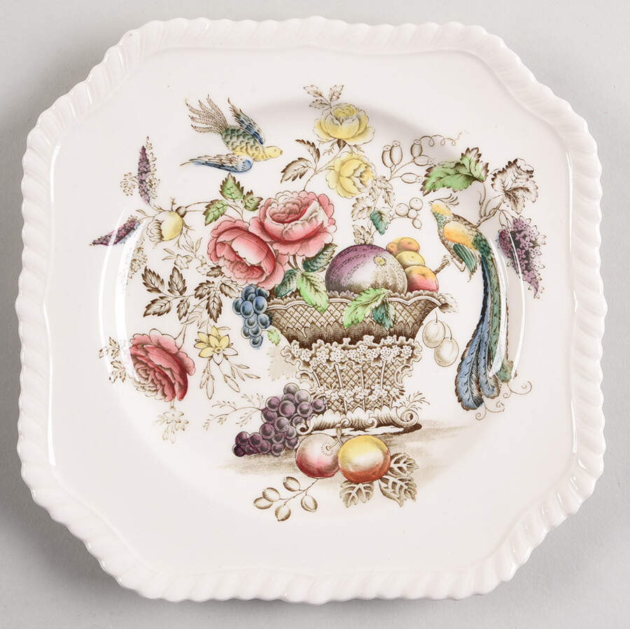 Bird of Paradise Brown Multicolor Square Salad Plate by Johnson Brothers-1