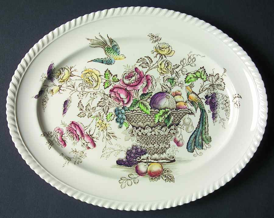 Bird of Paradise Brown Multicolor 12" Oval Serving Platter by Johnson Brothers-1