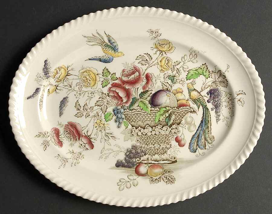 Bird of Paradise Brown Multicolor 11" Oval Serving Platter by Johnson Brothers-1