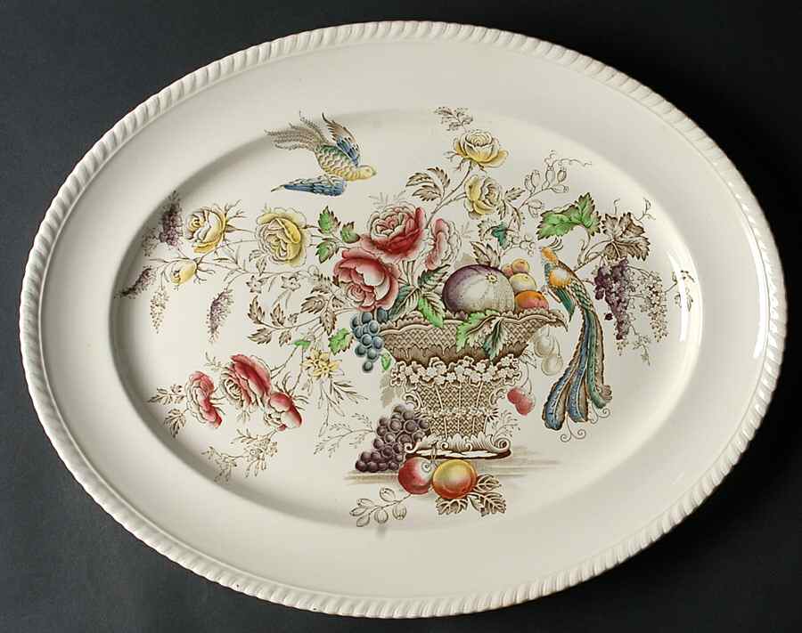 Bird of Paradise Brown Multicolor 17" Oval Serving Platter by Johnson Brothers-1