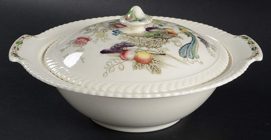 Bird of Paradise Brown Multicolor Round Covered Vegetable by Johnson Brothers-1