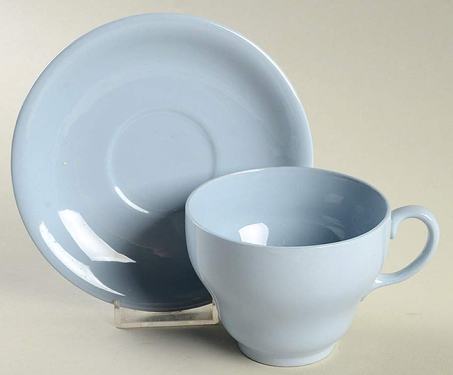 Blue Cloud Flat Cup & Saucer Set by Johnson Brothers-1
