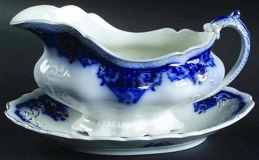 The Blue Danube Gravy Boat & Underplate/Relish by Johnson Brothers-1