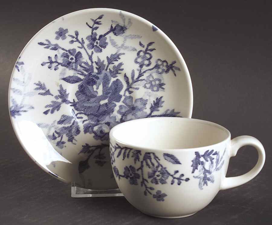 Blue Tapestry Flat Cup & Saucer Set by Johnson Brothers-1