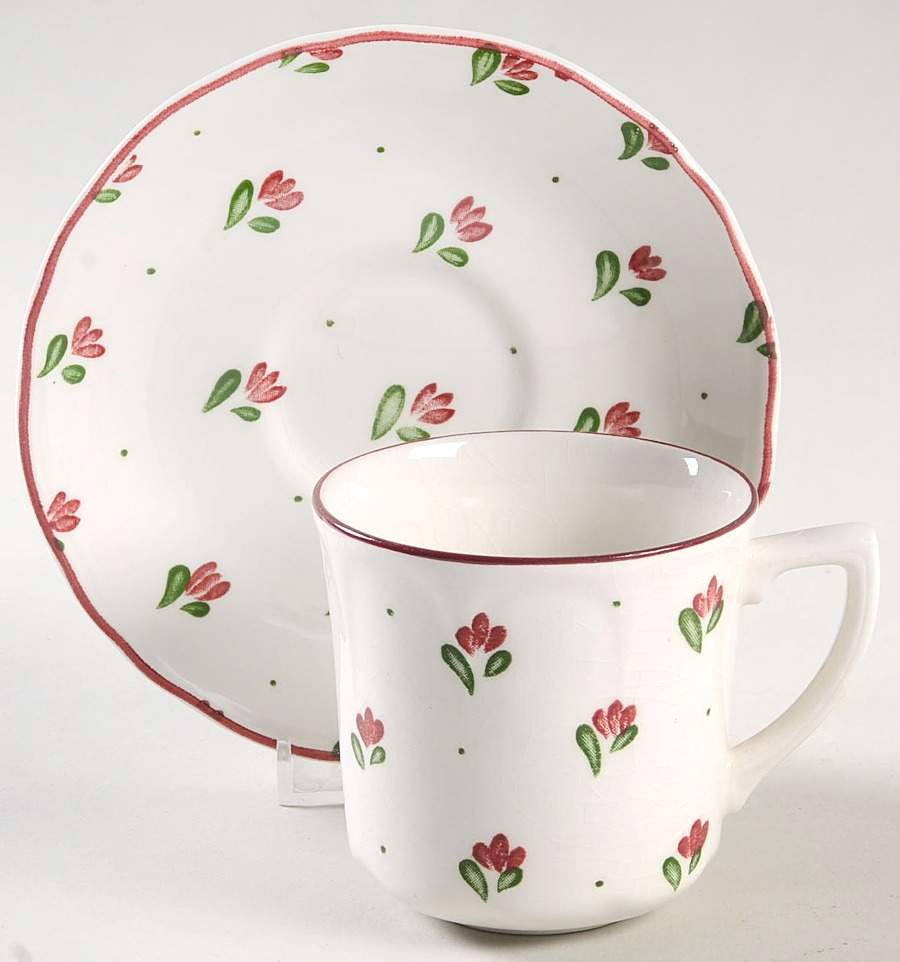 Bonjour Flat Cup & Saucer Set by Johnson Brothers-1