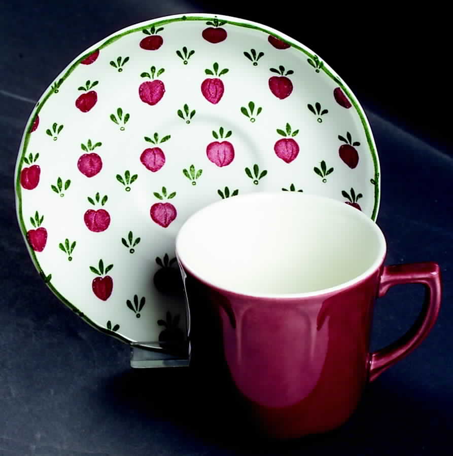 Bordeaux Burgundy Flat Cup & Saucer Set by Johnson Brothers-1
