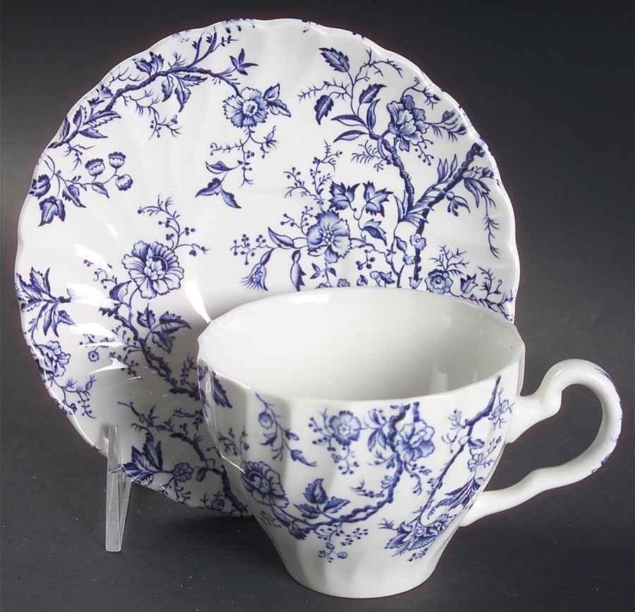 Bradbury Blue Flat Cup & Saucer Set by Johnson Brothers-1