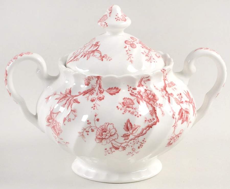 Bradbury Red Sugar Bowl & Lid by Johnson Brothers-1