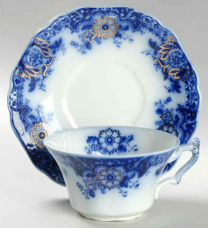 Brooklyn Flow Blue Flat Cup & Saucer Set by Johnson Brothers-1