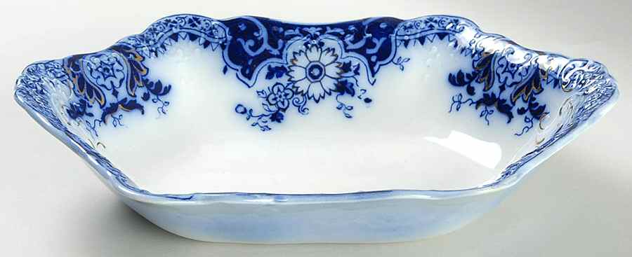 Brooklyn Flow Blue 9" Oval Vegetable Bowl by Johnson Brothers-1