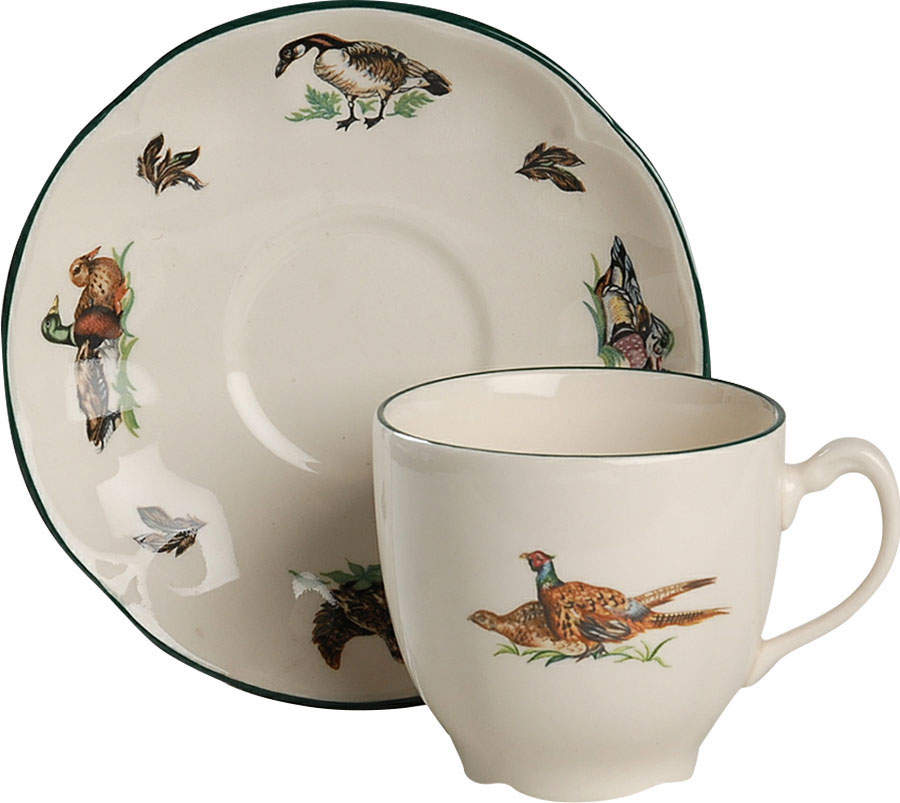 Brookshire (Made in England, Earthenware) Flat Cup & Saucer Set by Johnson Brothers-1