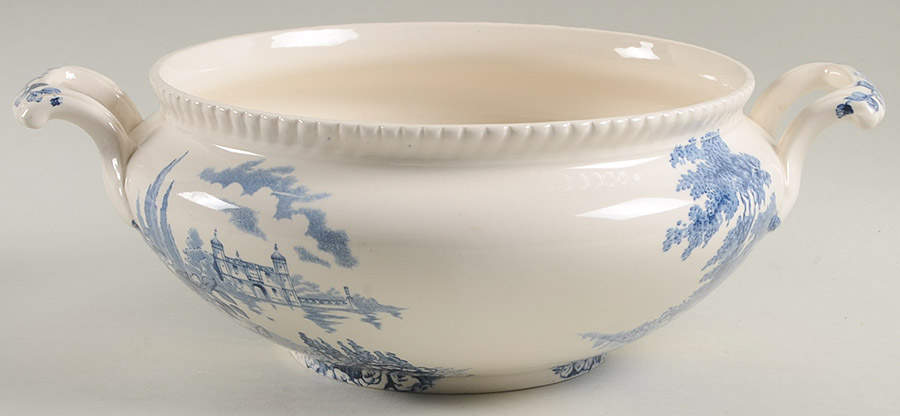 Castle On The Lake Blue Tureen No Lid by Johnson Brothers-1