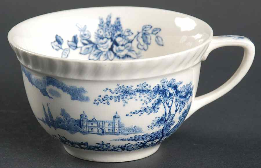 Castle On The Lake Blue Flat Cup by Johnson Brothers-1