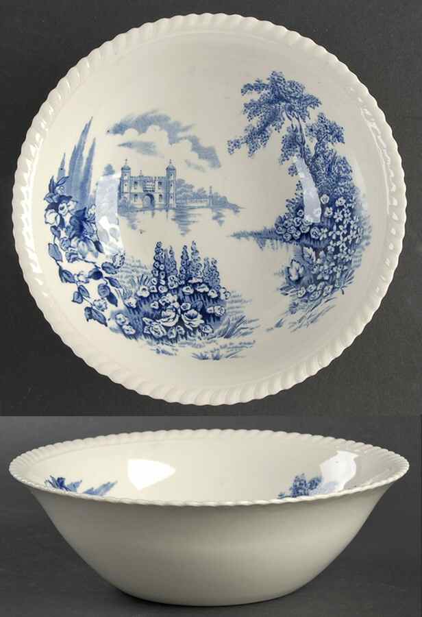Castle On The Lake Blue 8" Round Vegetable Bowl by Johnson Brothers-1