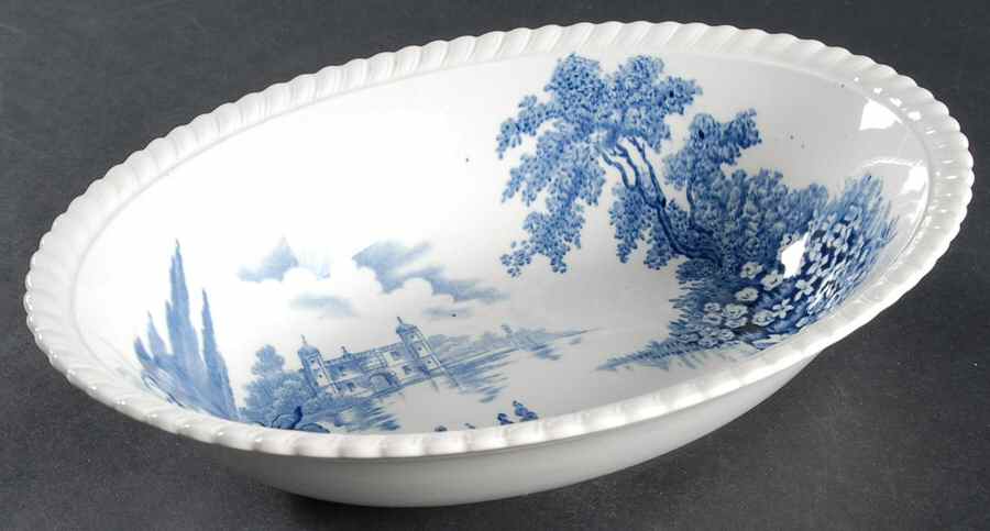 Castle On The Lake Blue 9" Oval Vegetable Bowl by Johnson Brothers-1