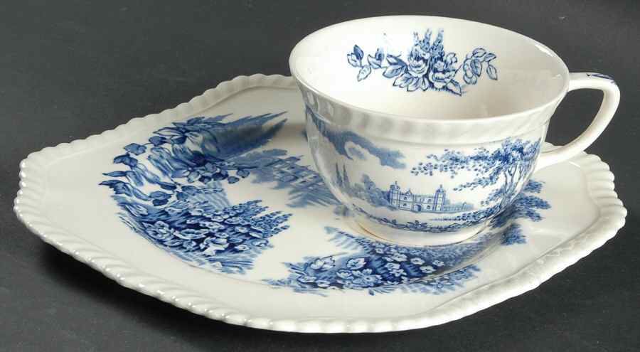 Castle On The Lake Blue Snack Plate & Cup Set by Johnson Brothers-1