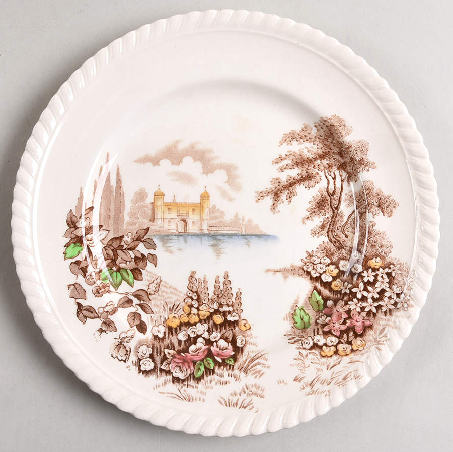 Castle On The Lake Brown Multicolor Salad Plate by Johnson Brothers-1