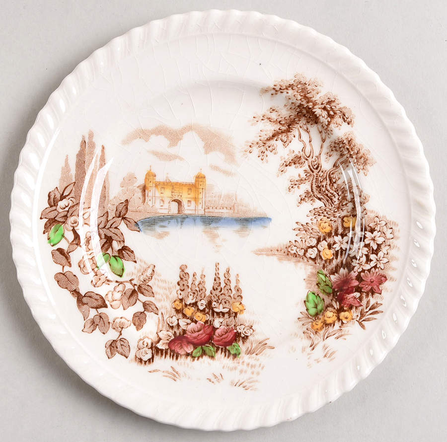 Castle On The Lake Brown Multicolor Bread & Butter Plate by Johnson Brothers-1