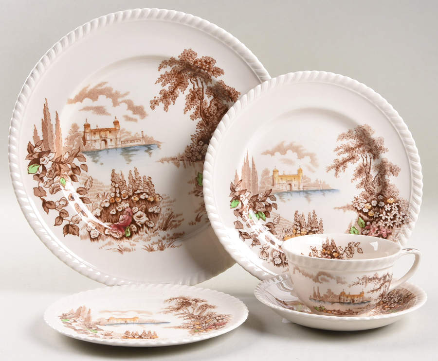 Castle On The Lake Brown Multicolor 5 Piece Place Setting by Johnson Brothers-1
