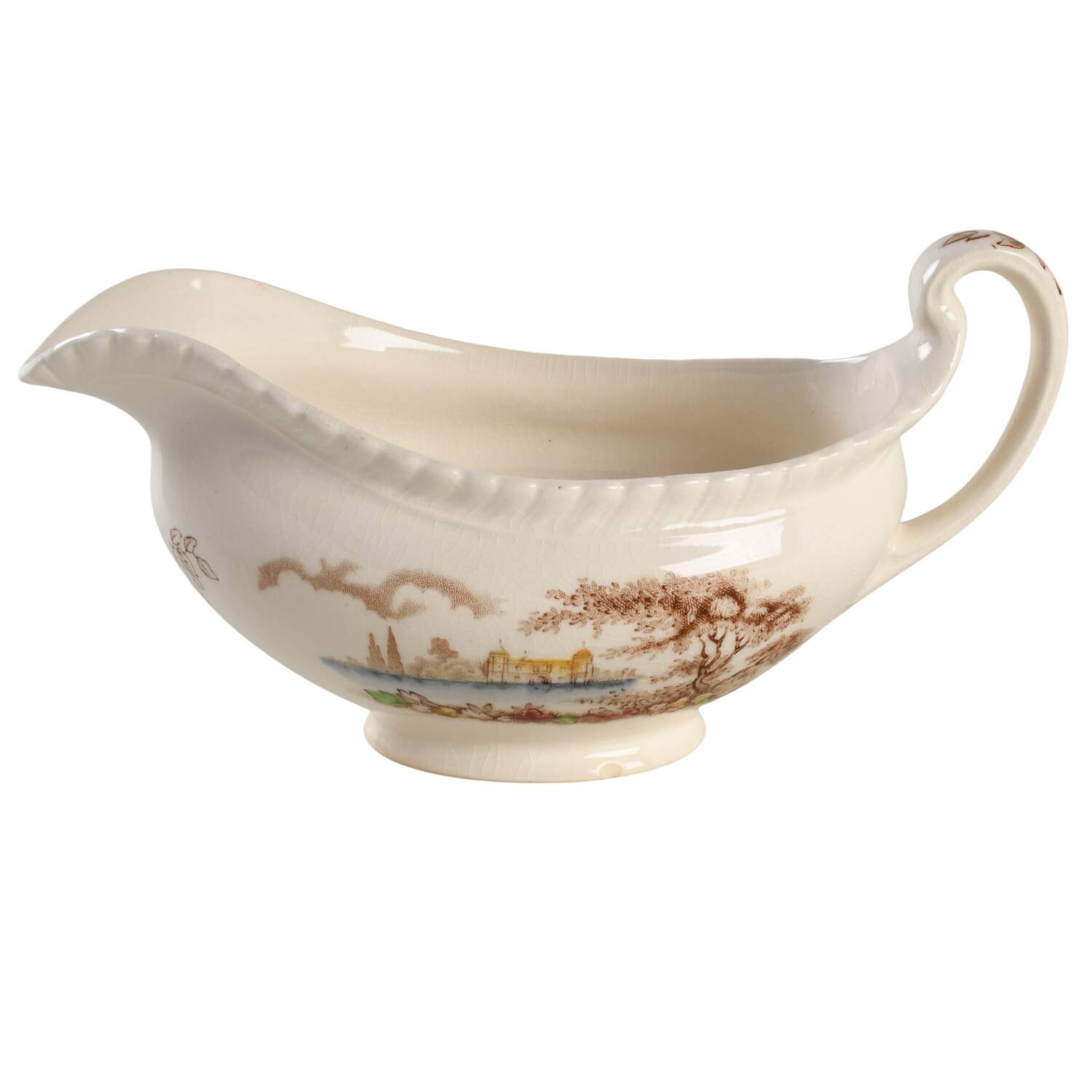 Castle On The Lake Brown Multicolor Gravy Boat by Johnson Brothers-1
